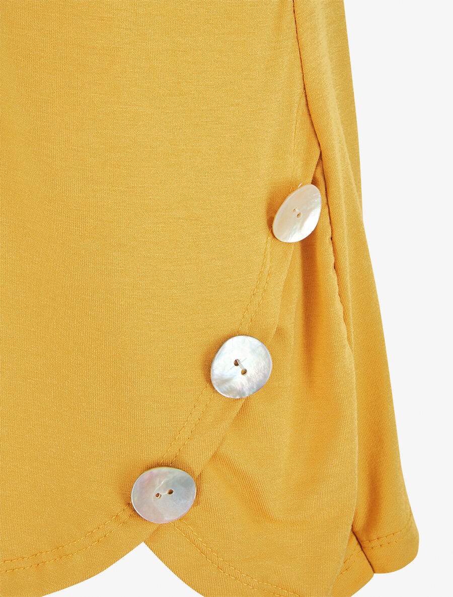 T-shirt à boutons décoratifs - Jaune - 3