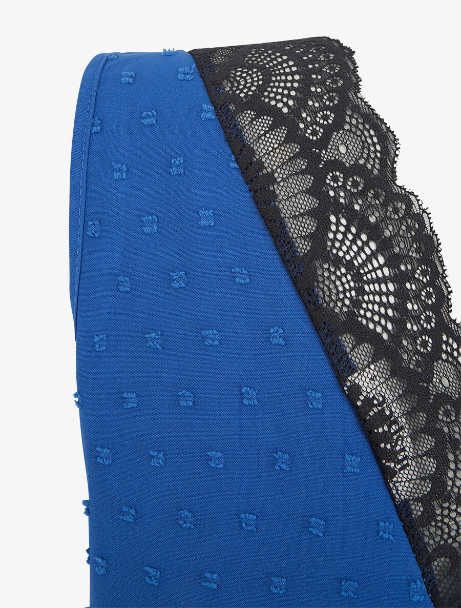 Top texturé à détail dentelle au dos - Bleu roi - 3