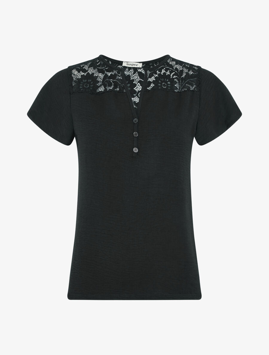 Top fluide en dentelle - Noir - 1