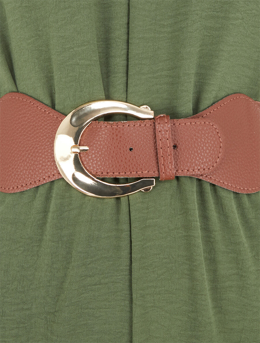 Combinaison ample uni à détail dentelle - Kaki - 3