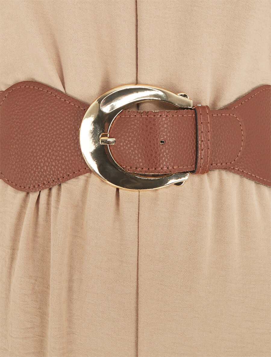 Combinaison ample uni à détail dentelle - Sable - 3