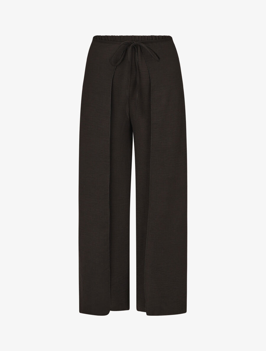Pantalon ample à pans à nouer - Noir - 4