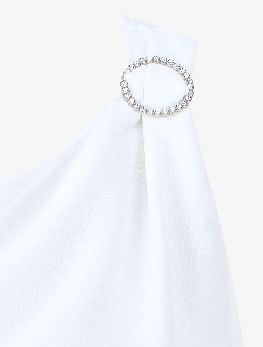 Top uni à détail broche - Blanc - 3