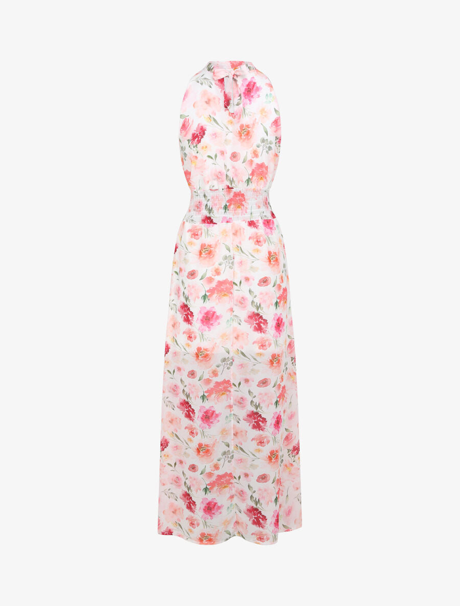 Robe longue en voile imprimé pivoines - Blanc - 2