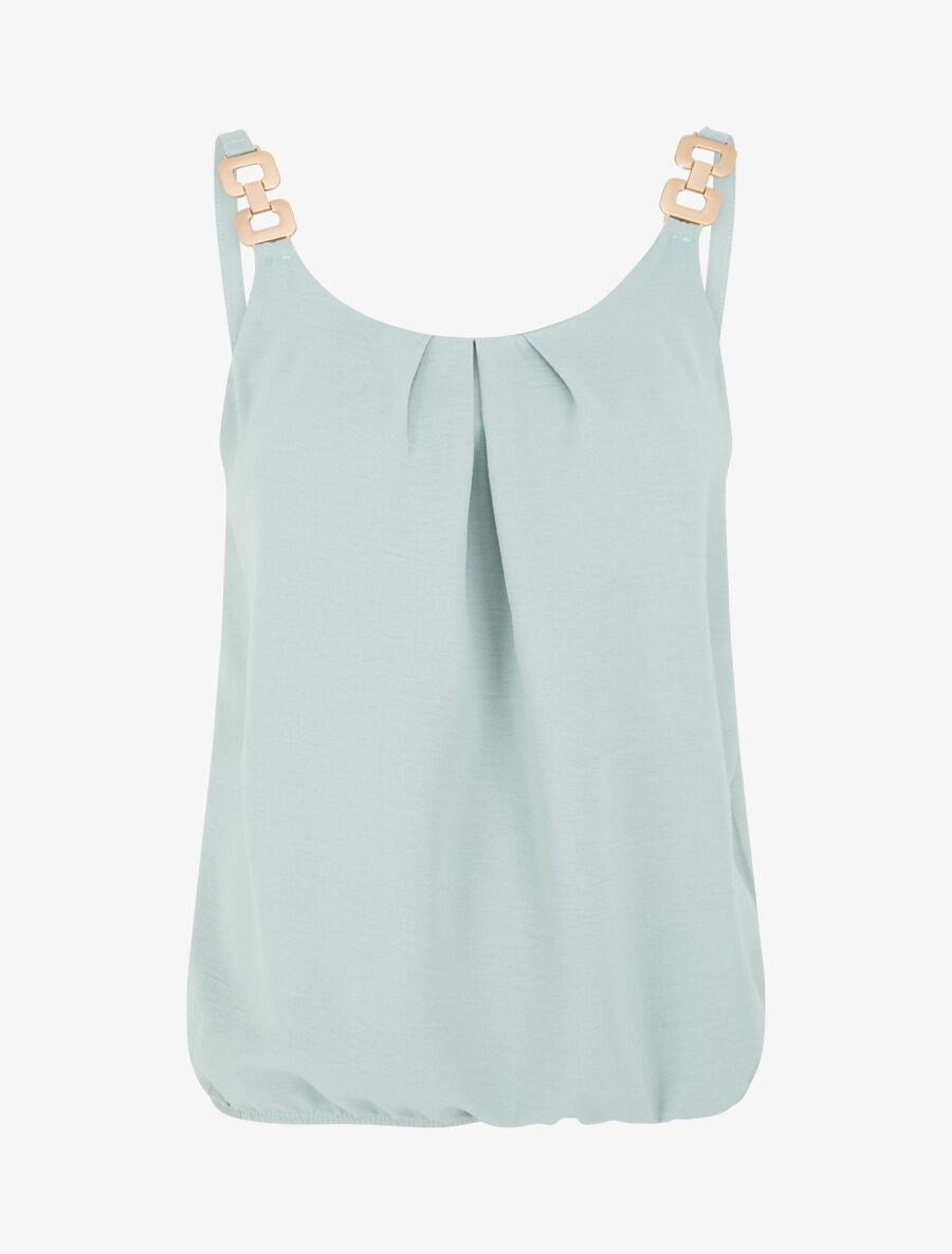 Top uni à bretelles bi-matière - Vert d&