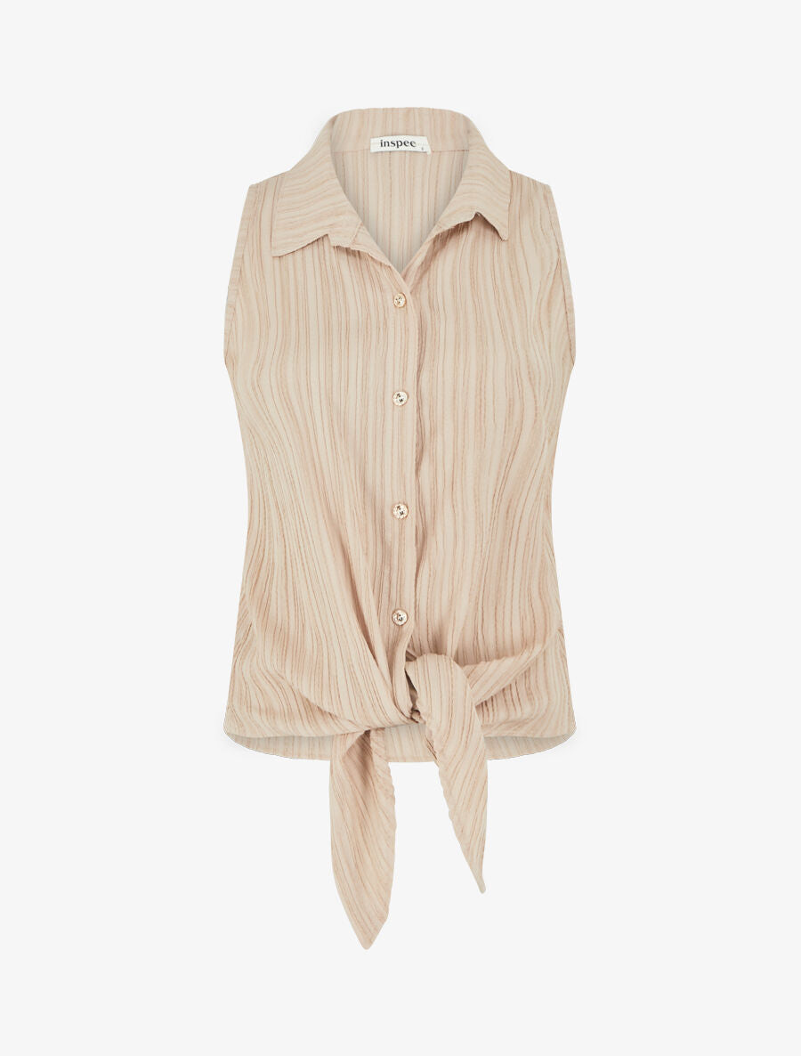 Top à nouer effet texturé - Beige - 1