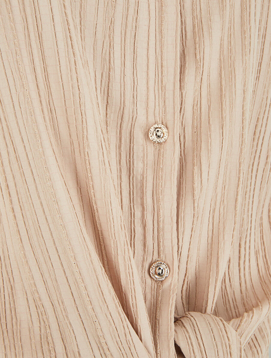 Top à nouer effet texturé - Beige - 3