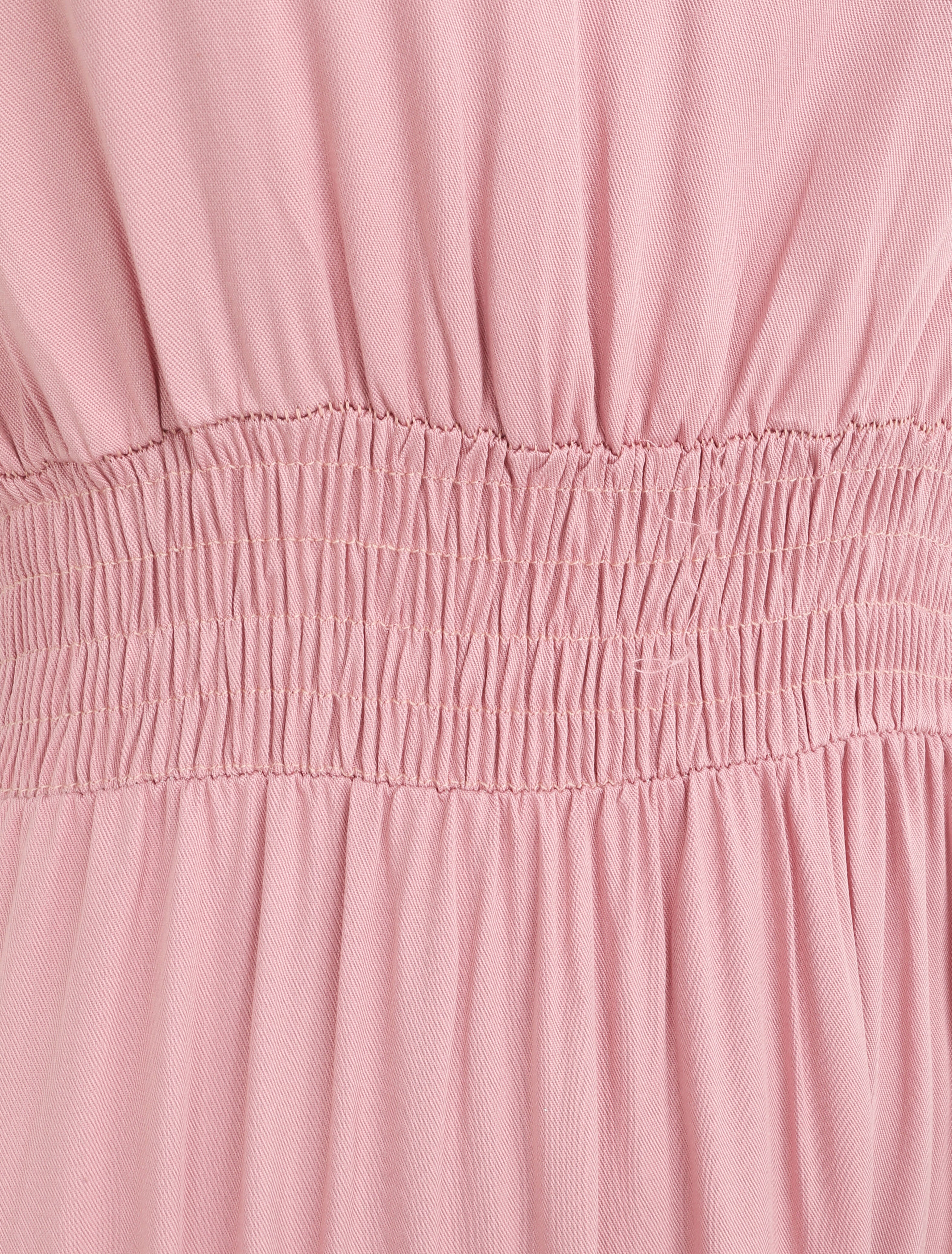 Robe longue cintrée à taille élastiquée - Rose - 3