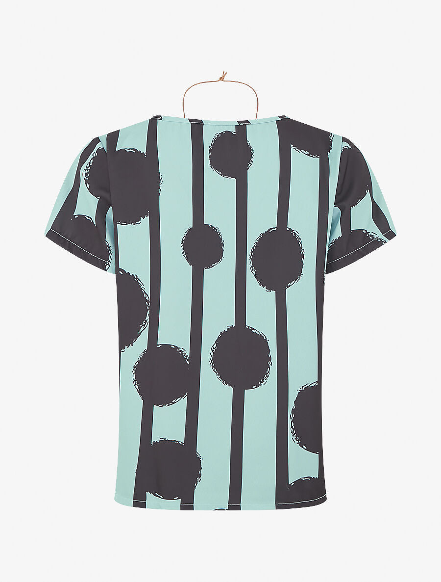 Top droit manches courtes motif abstrait - Bleu clair - 2
