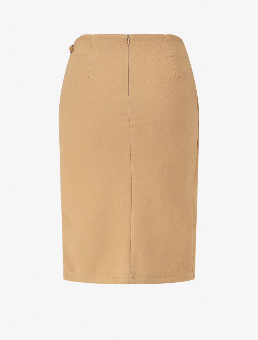 Jupe mi-longue portefeuille - Beige foncé - 2