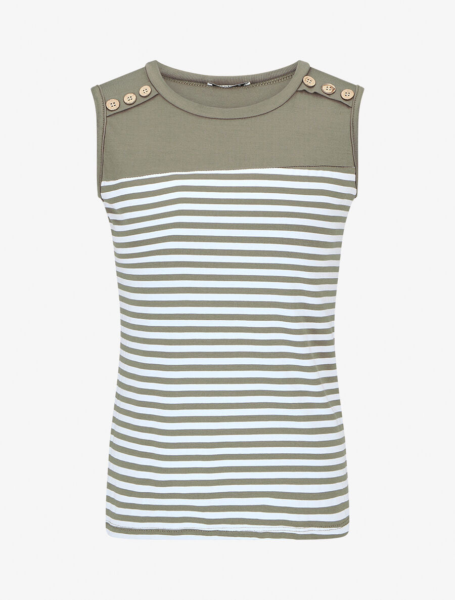 Top sans manches style marinière - Kaki - 4