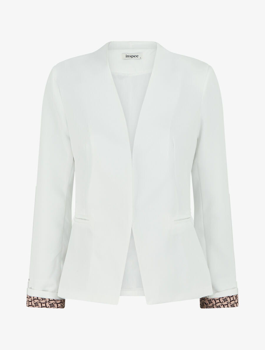 Blazer à manches imprimé graphique - Blanc - 4
