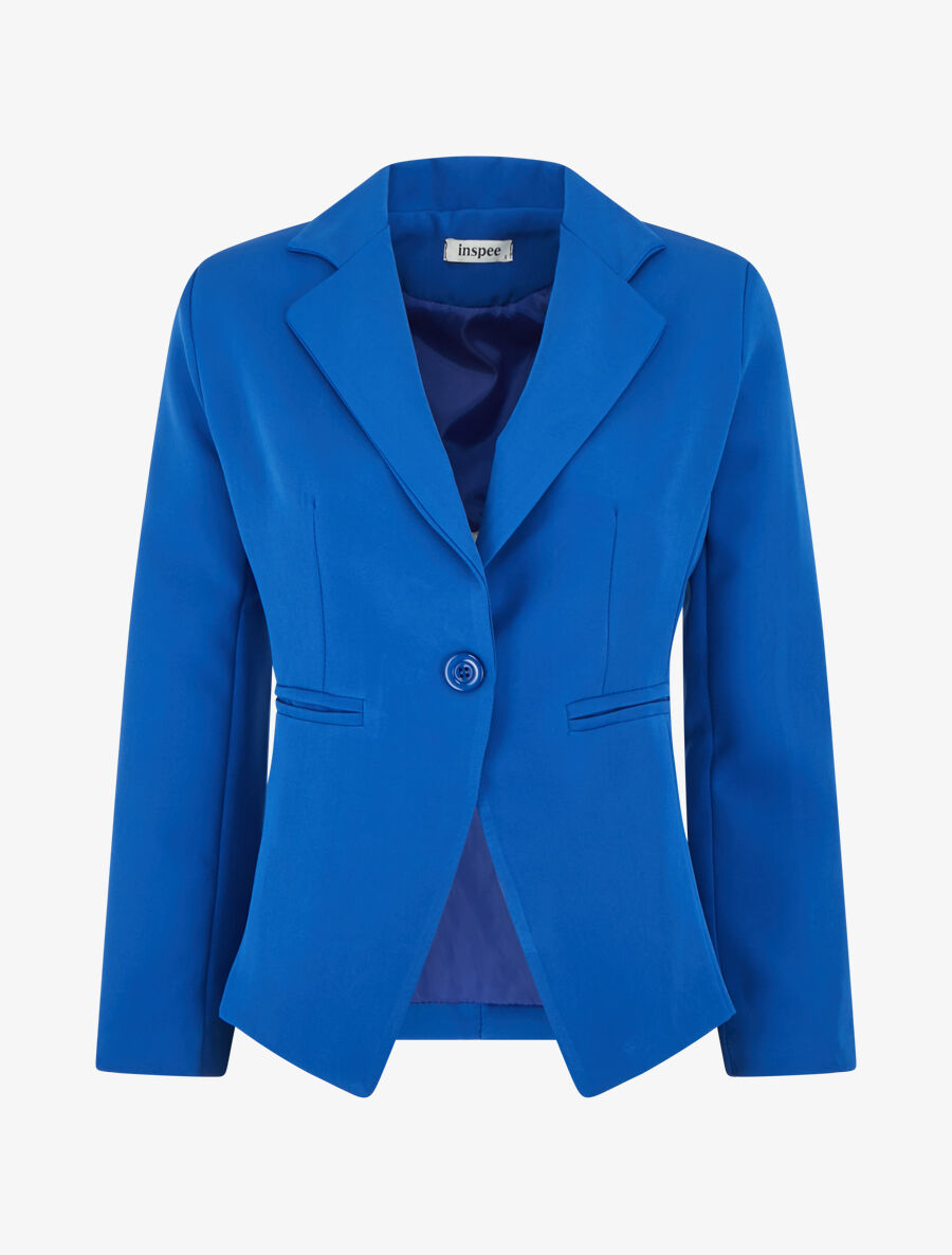 Veste mi-longue à poches décoratives - Bleu roi - 4
