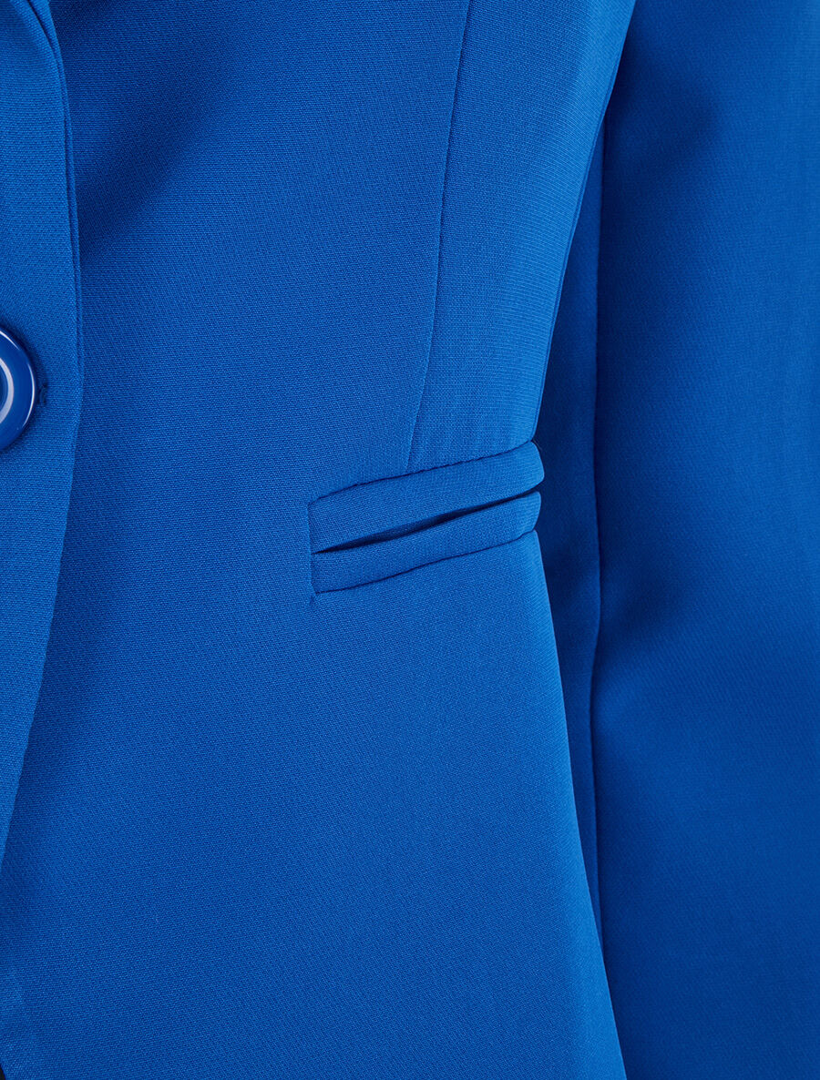 Veste mi-longue à poches décoratives - Bleu roi - 3