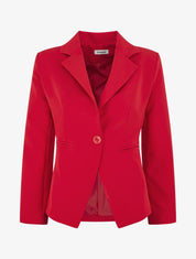 Veste mi-longue à poches décoratives - Rouge - 1