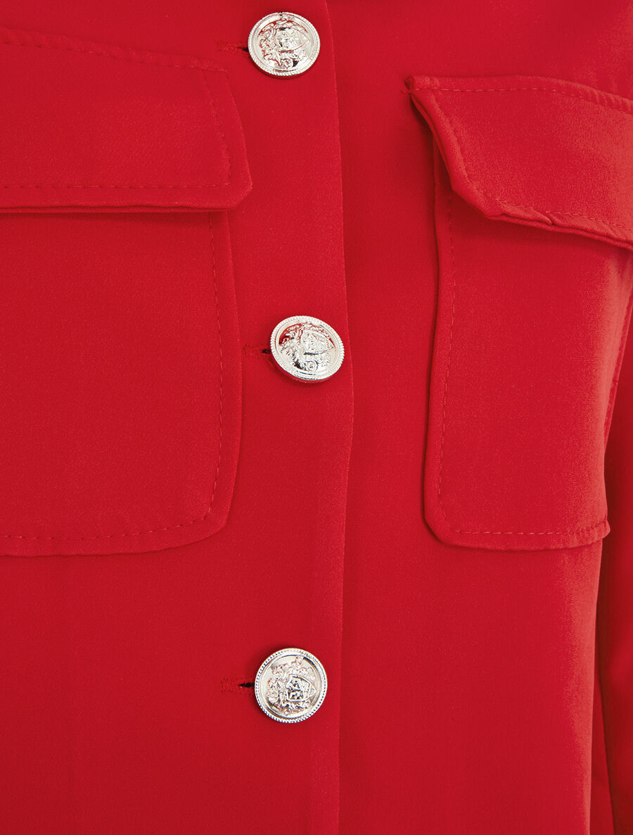 Blazer boutonné à poches - Rouge - 3