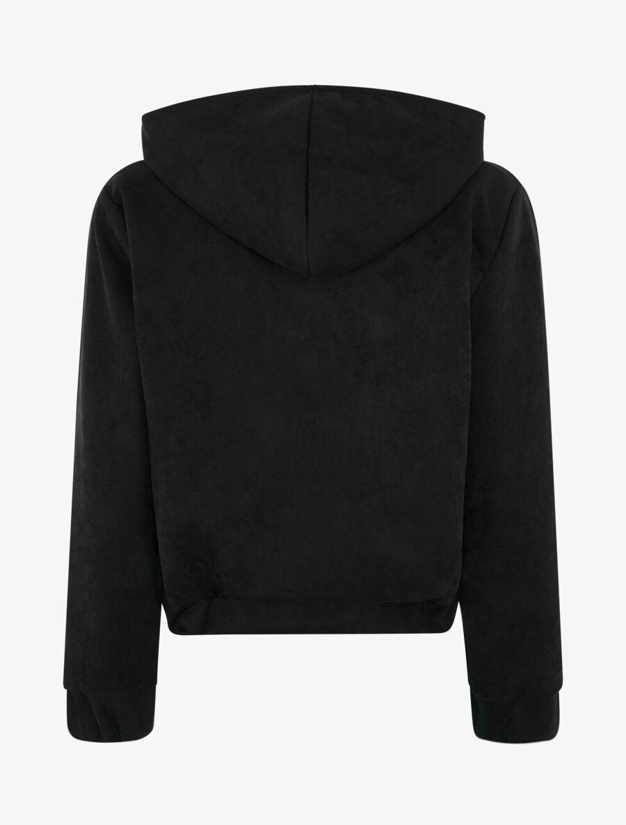 Veste courte en suédine à capuche - Noir - 2