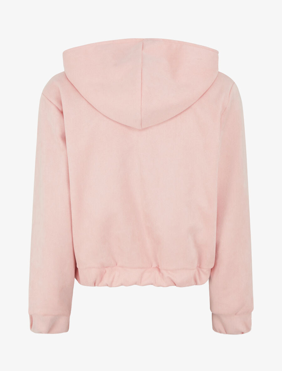Veste courte en suédine à capuche - Rose - 2