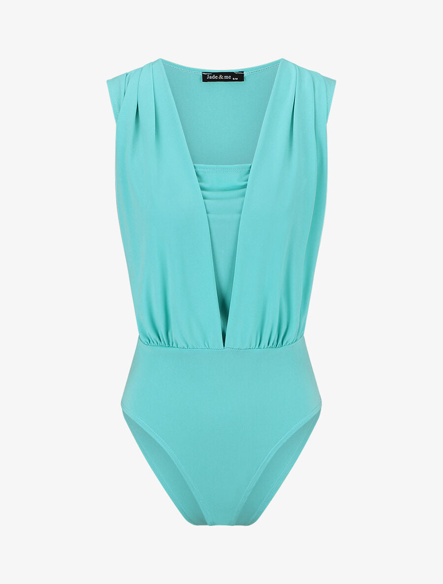 Body à décolleté plongeant - Turquoise - 4