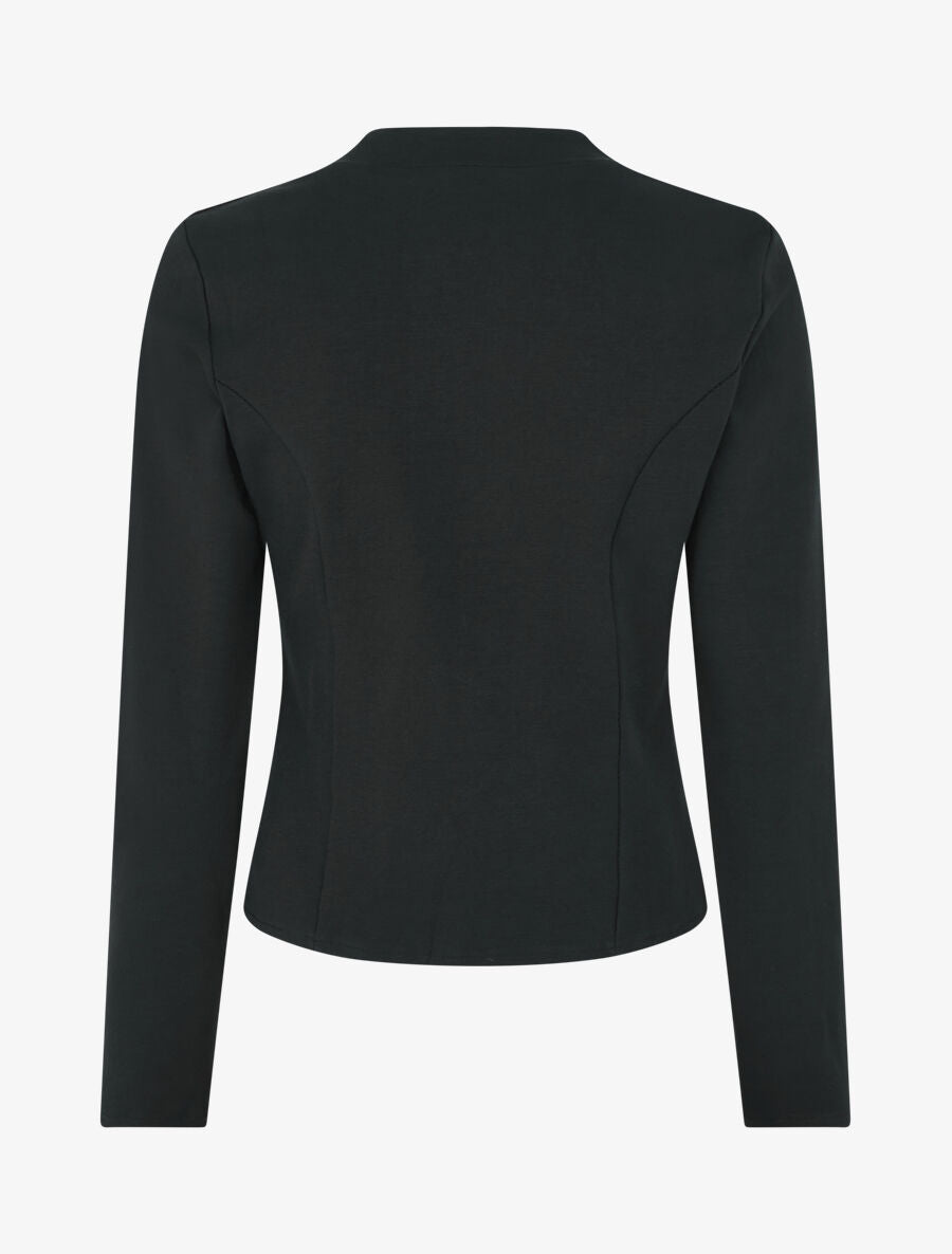 Veste courte ouverte à col cranté - Noir - 2