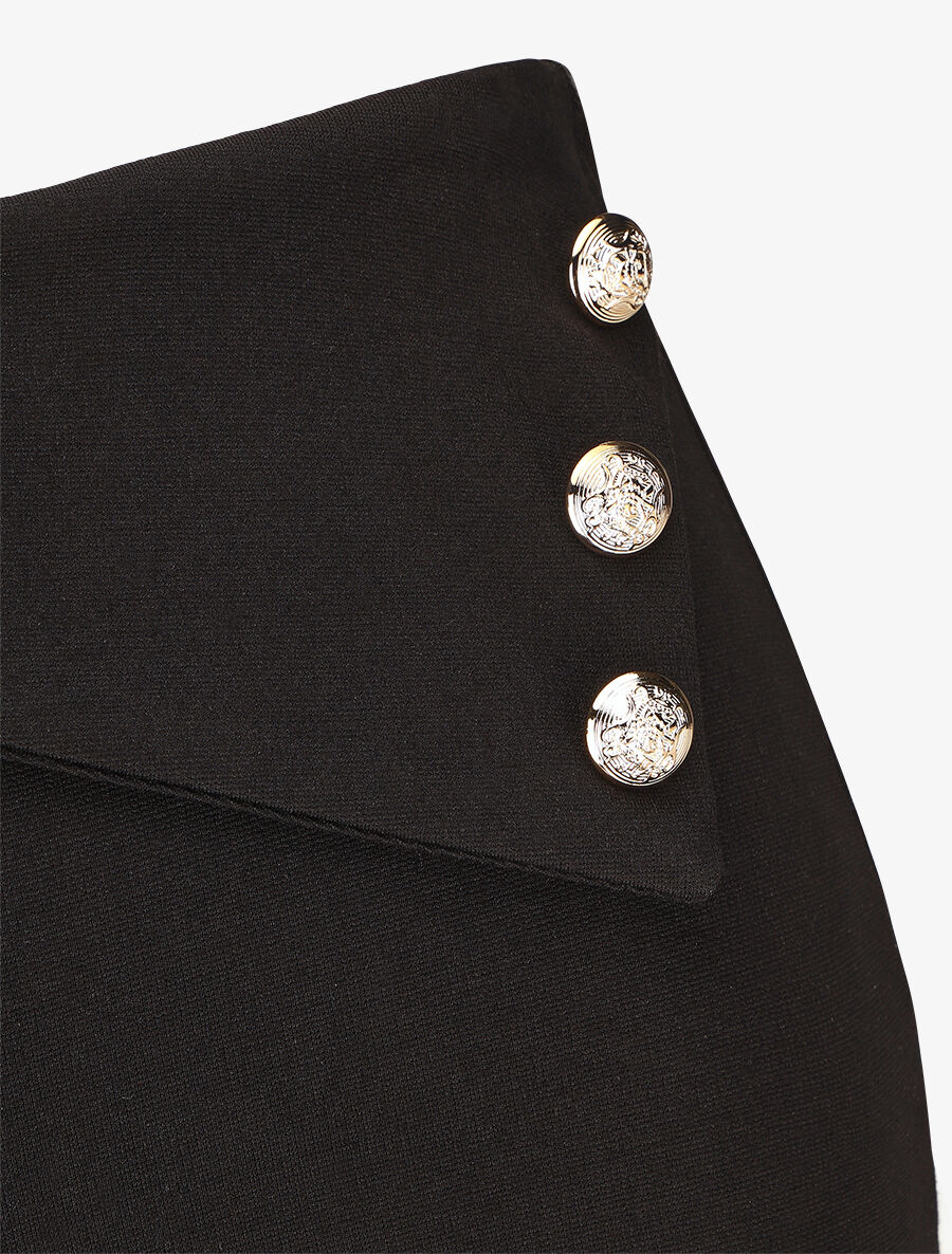 Pantalon uni à boutons décoratifs - Noir - 3