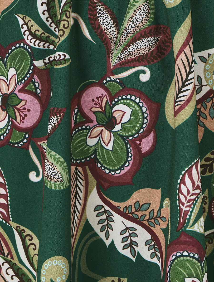 Robe bi-matière imprimé fleuri - Vert sapin - 3