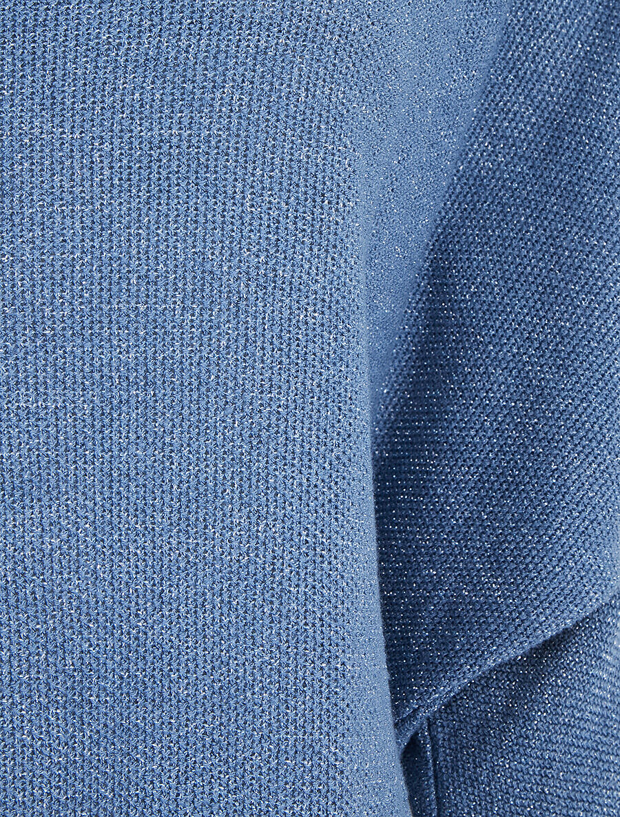 Pull en maille pailletée à manches chauves-souris - Bleu - 3
