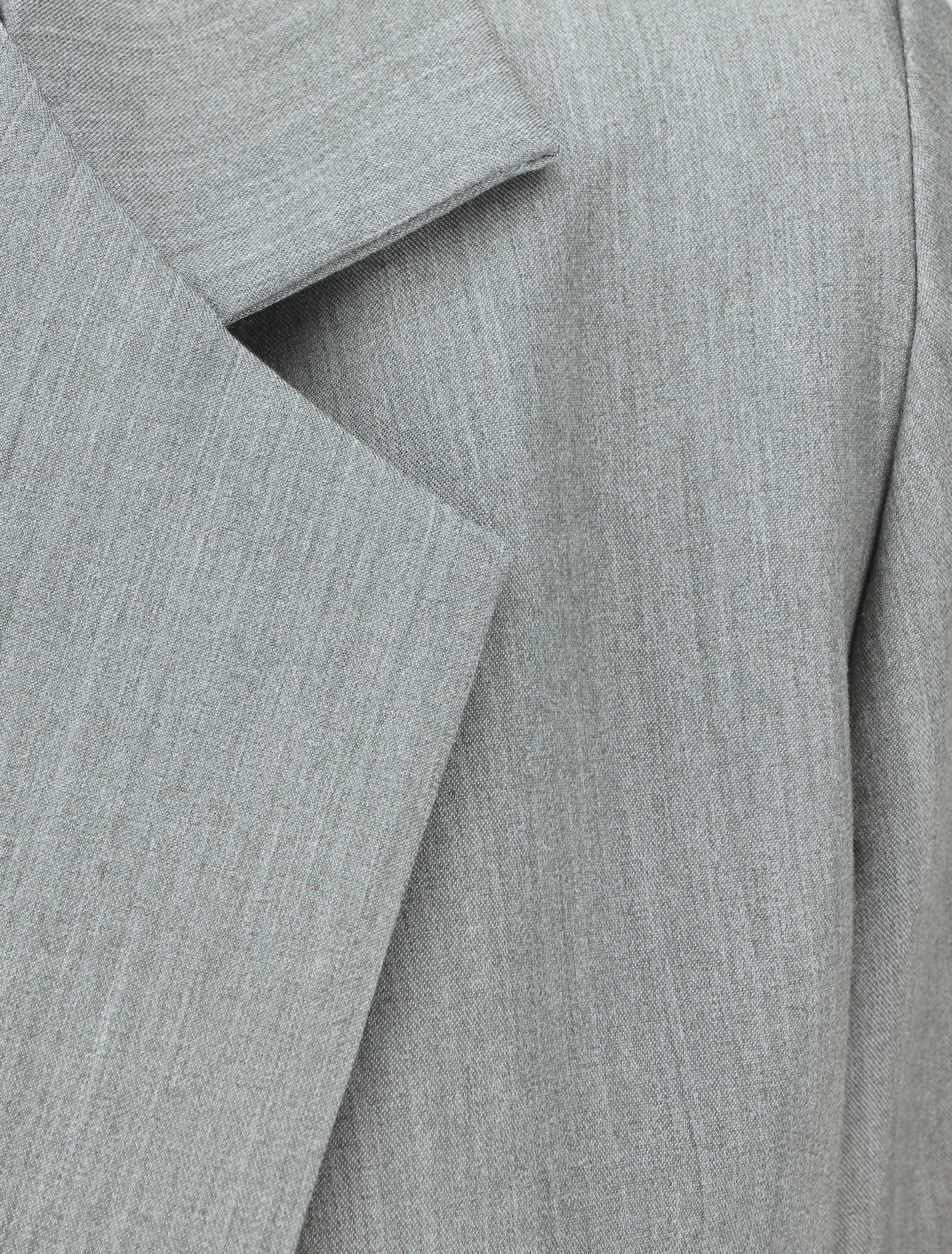 Blazer mi-long à manches à revers - Gris - 3