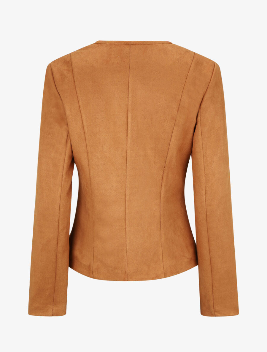 Veste en suédine style perfecto - Camel foncé - 2
