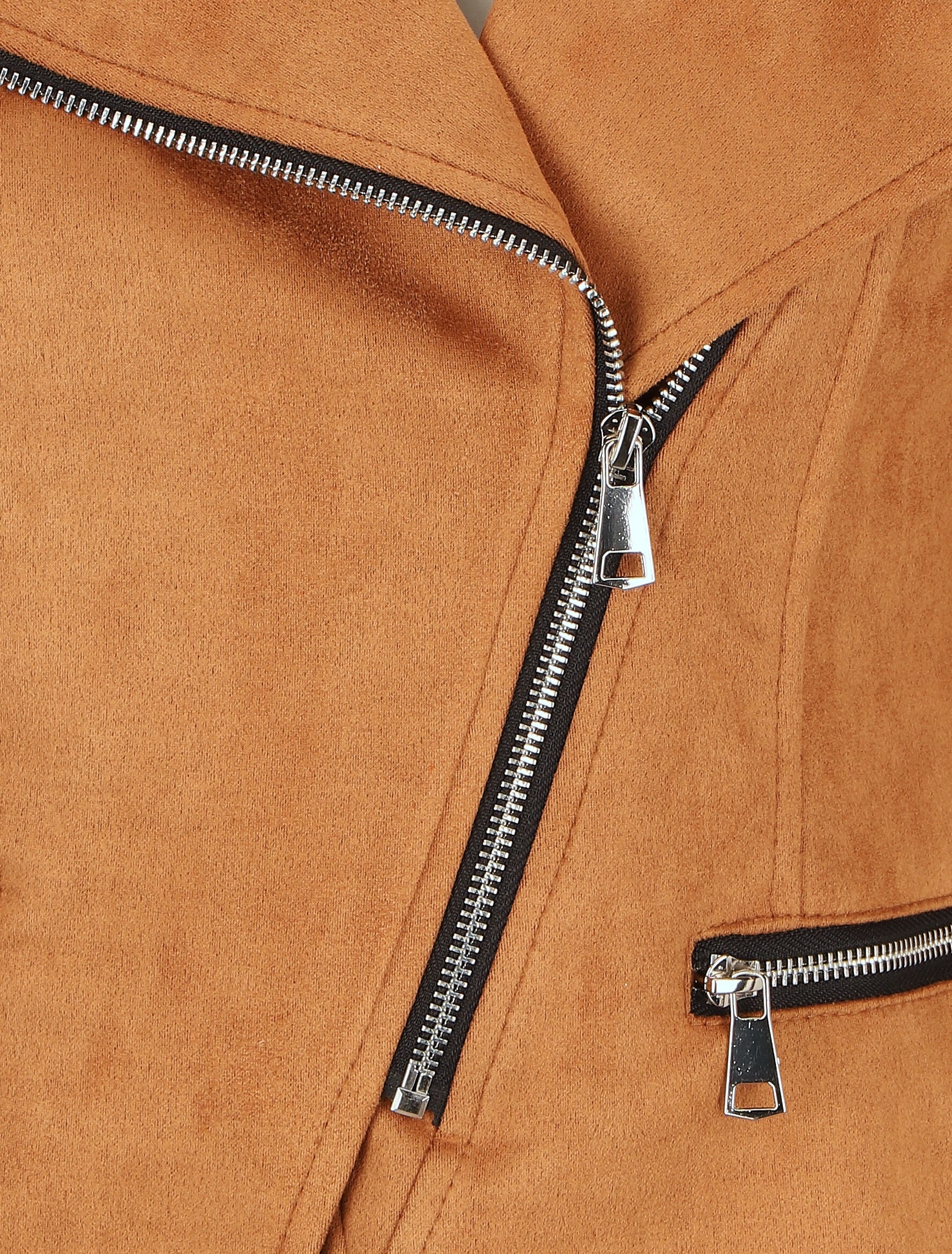 Veste en suédine style perfecto - Camel foncé - 3