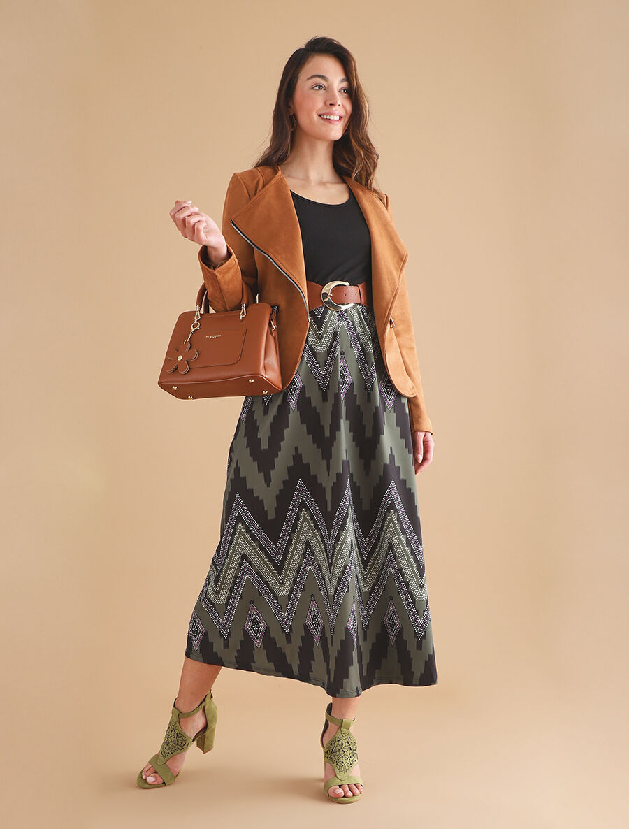 Veste en suédine style perfecto - Camel foncé - 4
