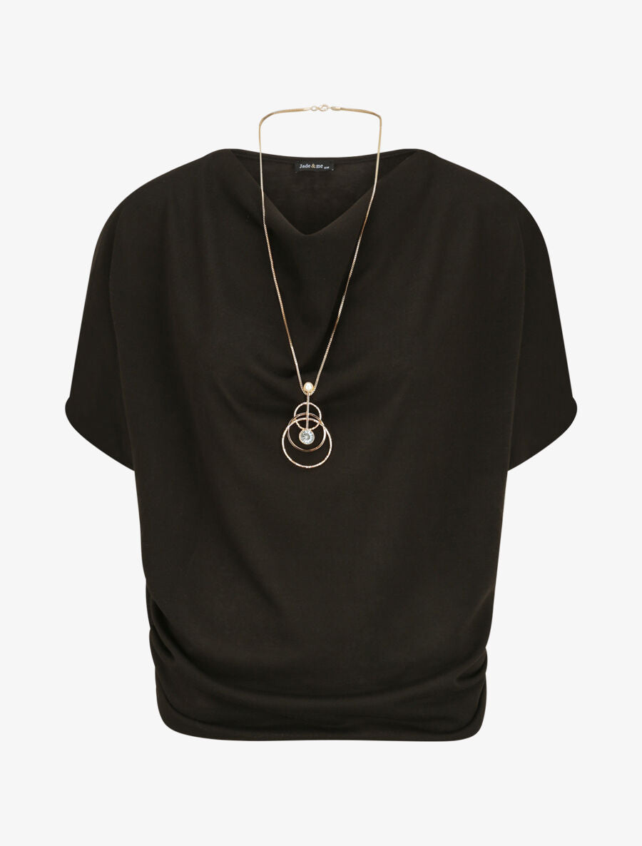 Top en maille fine coupe loose - Noir - 1