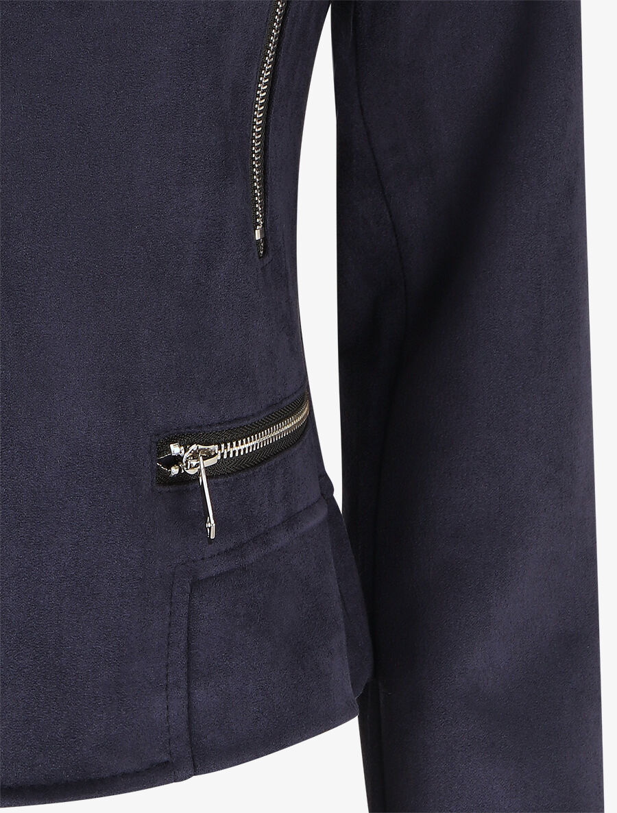 Veste en suédine à zips décoratifs - Marine - 3