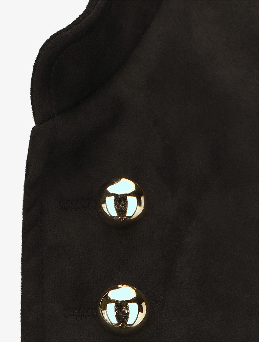 Veste en suédine à boutons décoratifs - Noir - 3