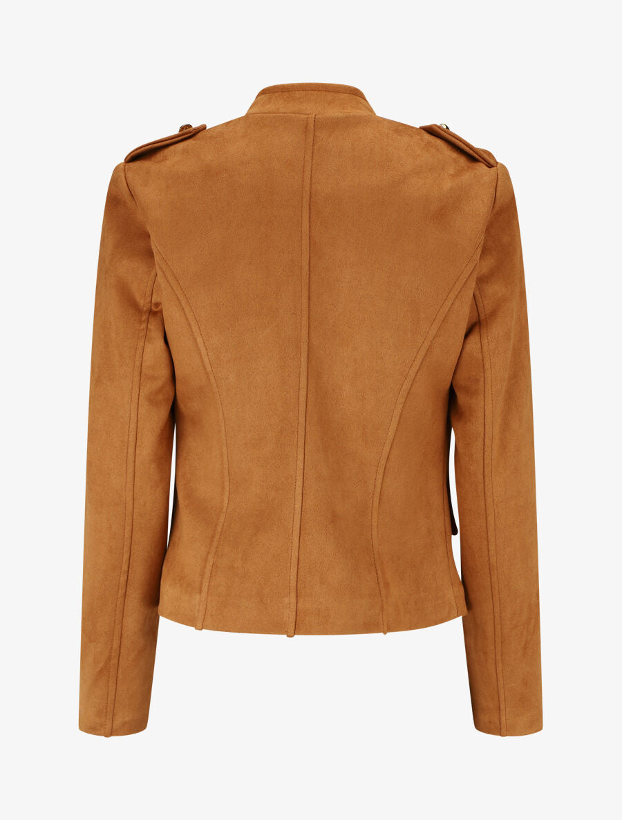 Veste en suédine à boutons décoratifs - Camel - 2