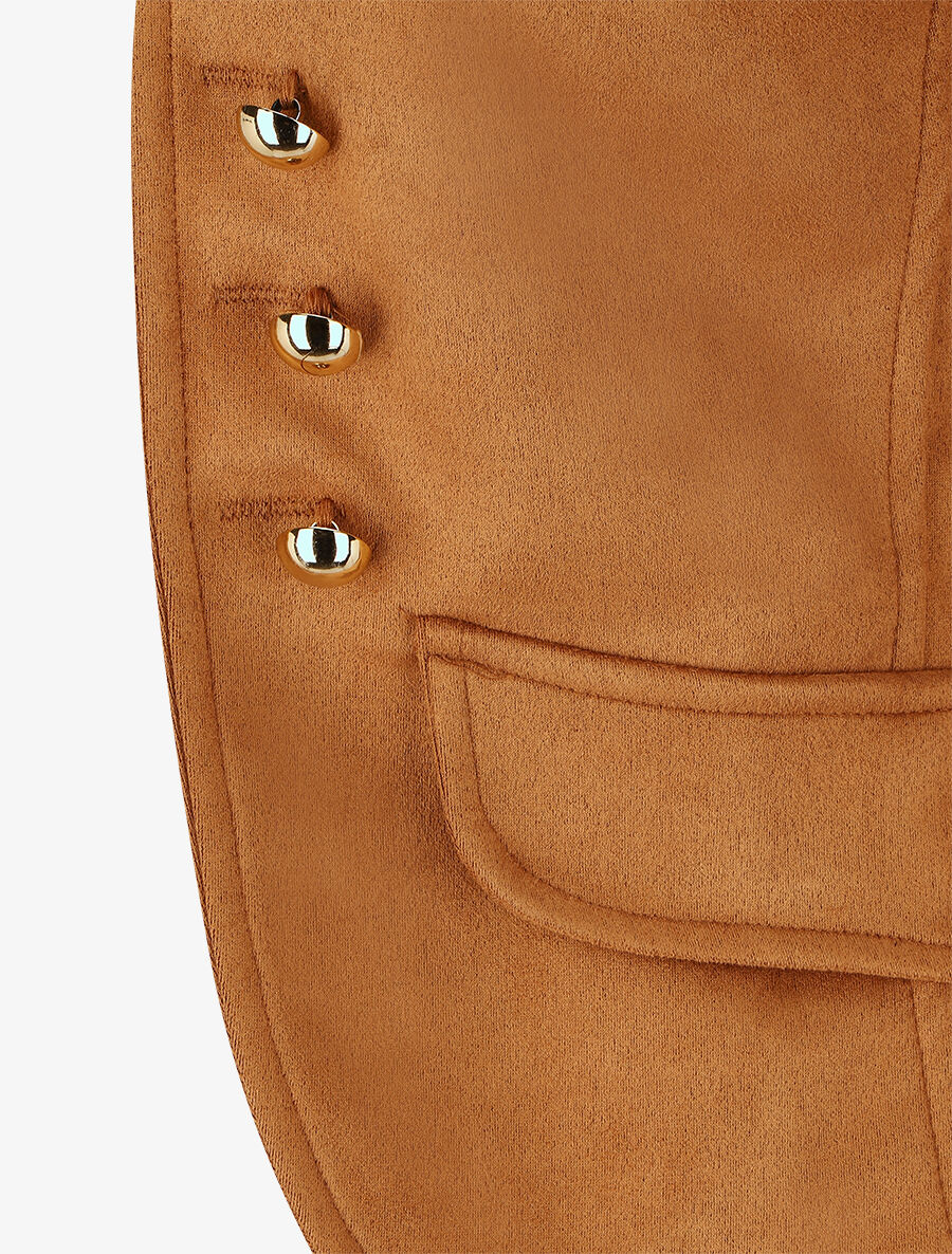 Veste en suédine à boutons décoratifs - Camel - 3