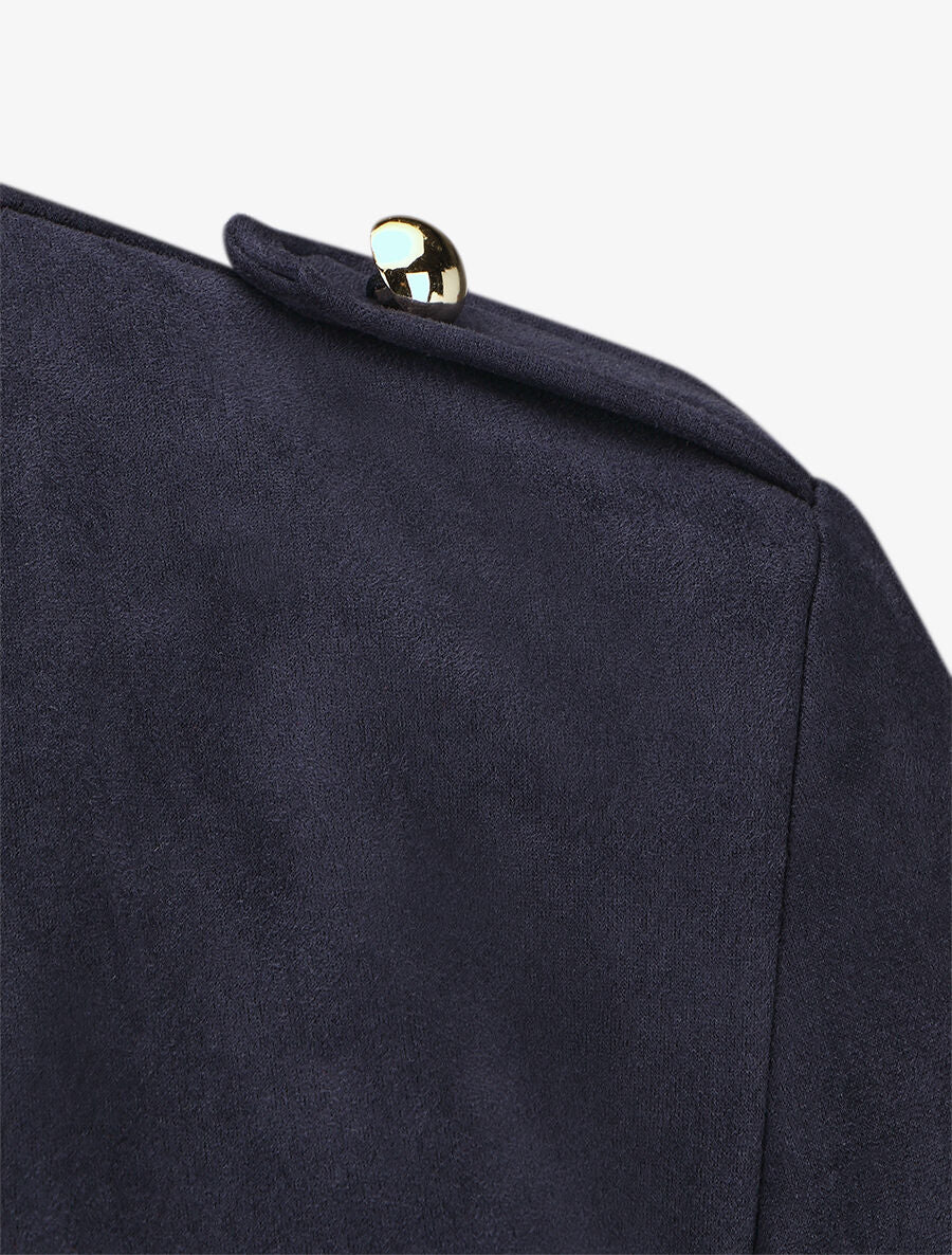 Veste en suédine à boutons décoratifs - Marine - 3