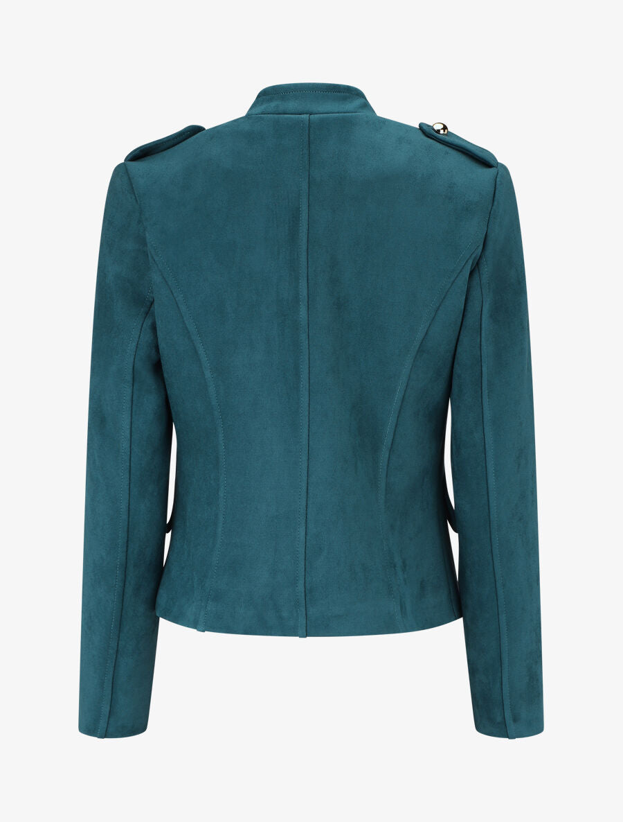 Veste en suédine à boutons décoratifs - Bleu canard - 2