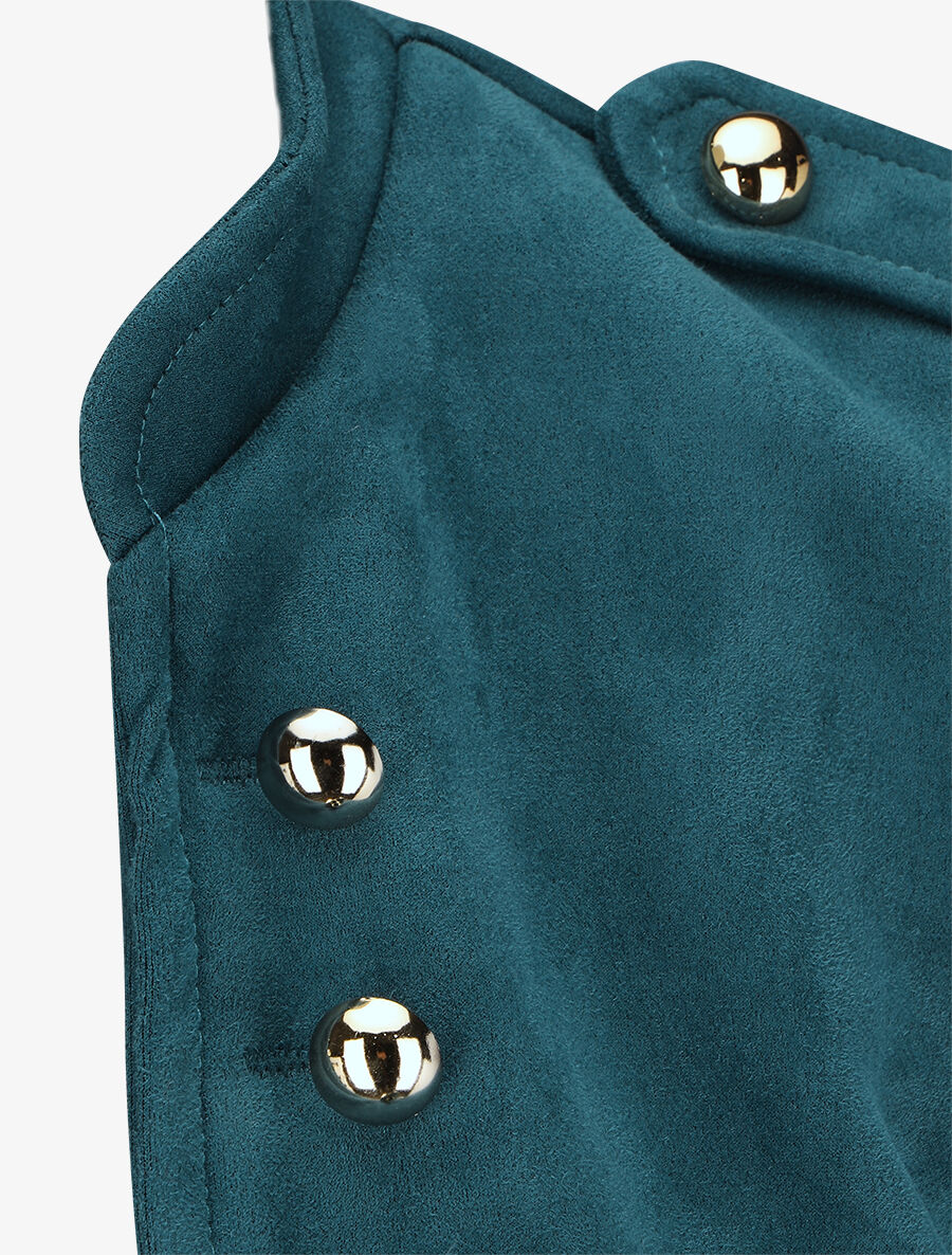Veste en suédine à boutons décoratifs - Bleu canard - 3