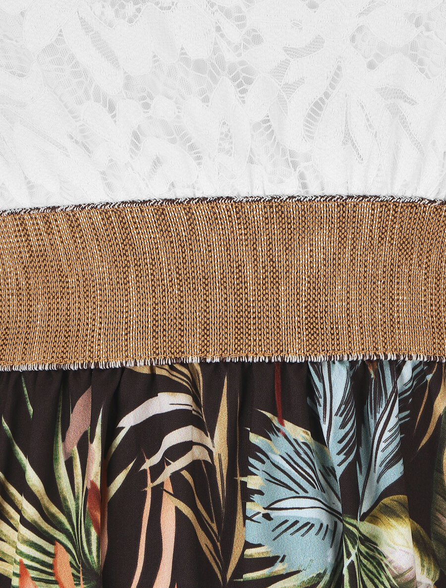 Robe bi-matière imprimé tropical - Noir - 3