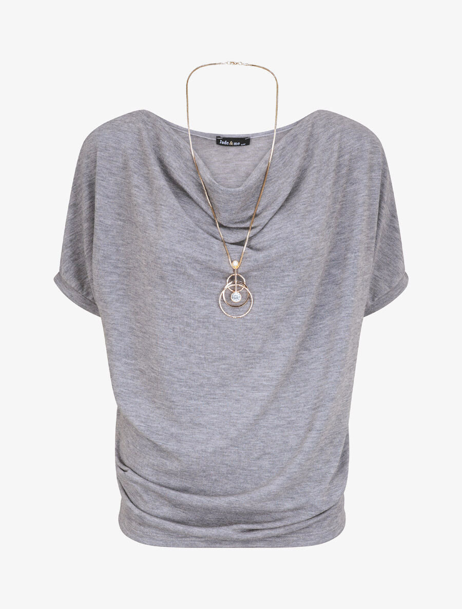 Top en maille fine coupe loose - Gris chiné - 1