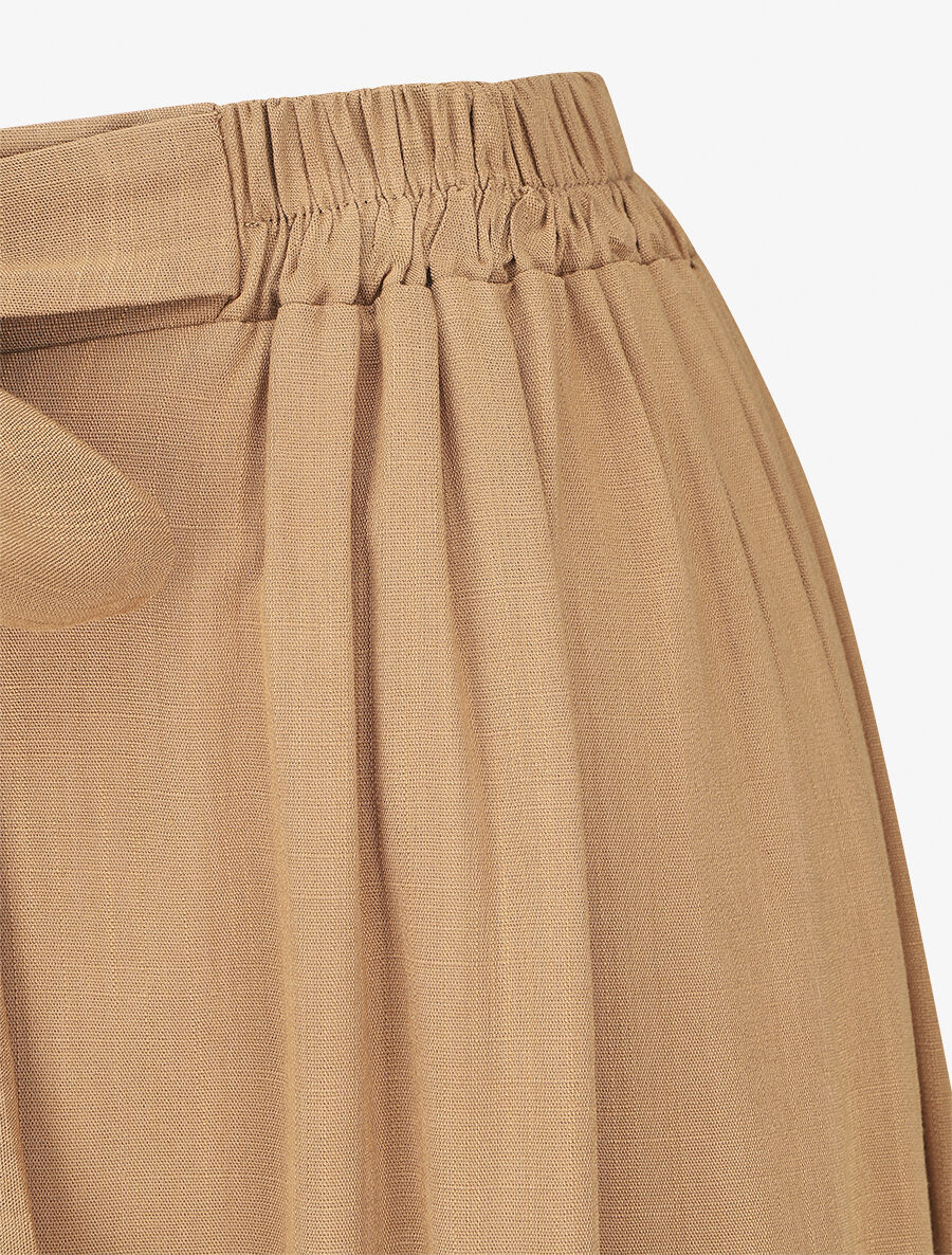 Pantalon ample et fluide taille haute élastiquée - Camel - 3