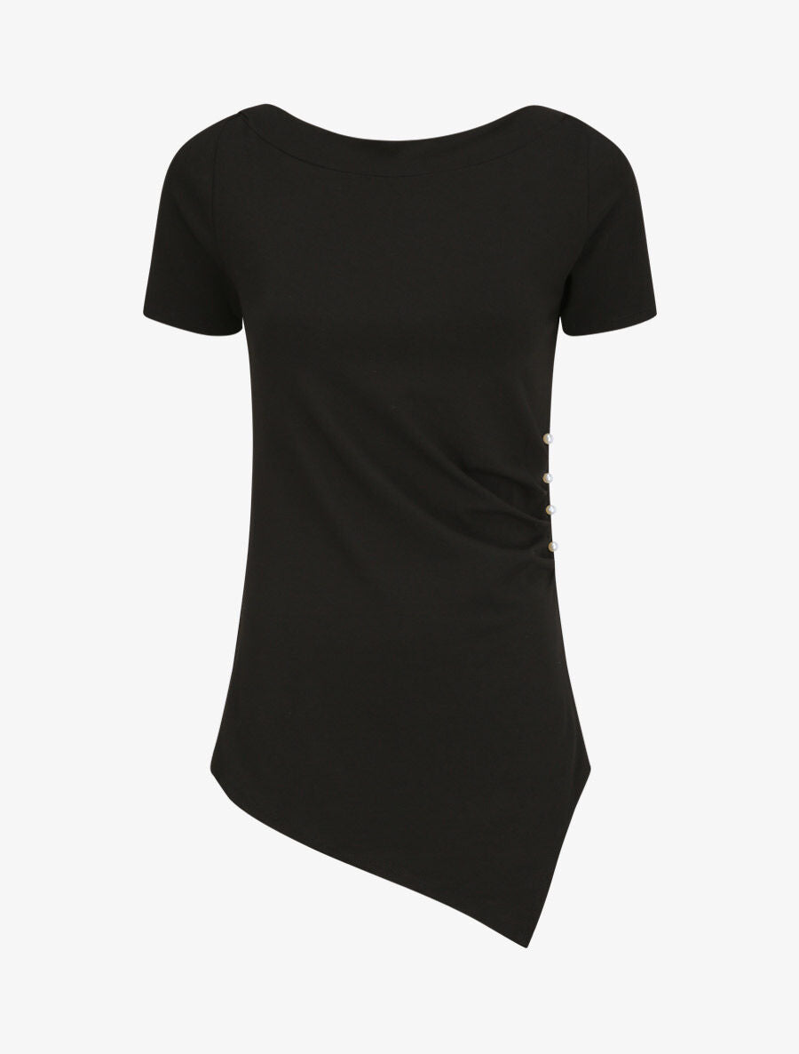 Top asymétrique effet plissé - Noir - 1