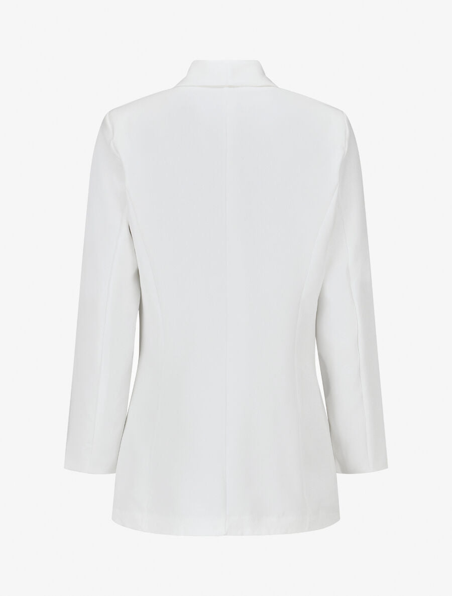 Blazer uni mi-long - Blanc - 2