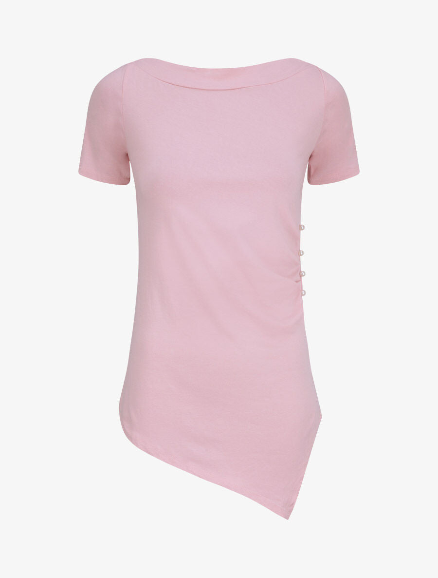 Top asymétrique effet plissé - Rose - 1