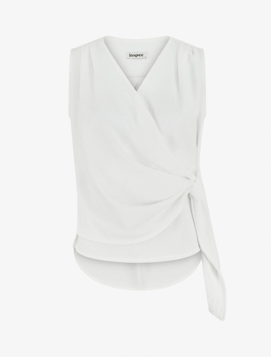Top uni à nouer sur le côté - Blanc - 1