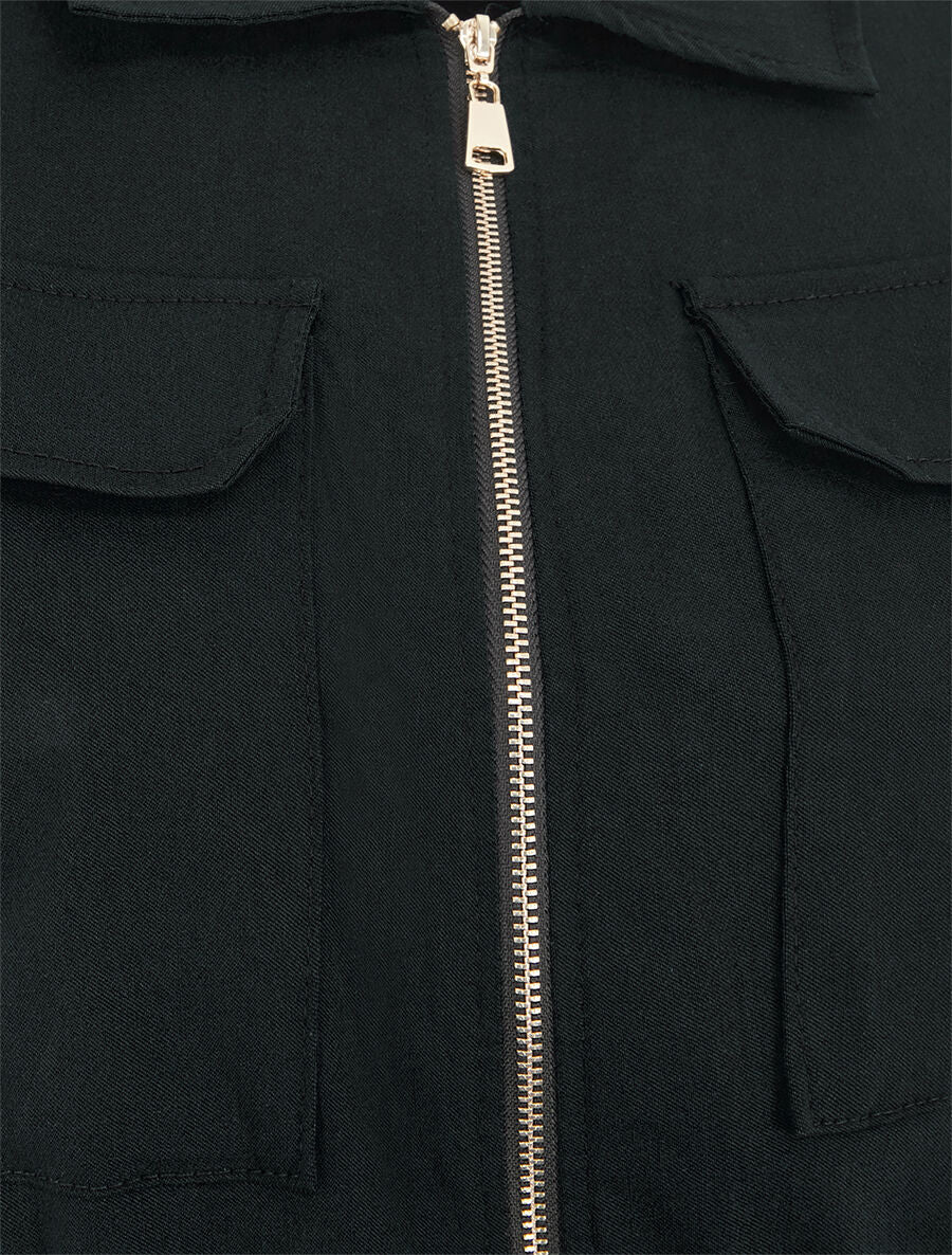 Combishort uni ceinturé et zippé - Noir - 3