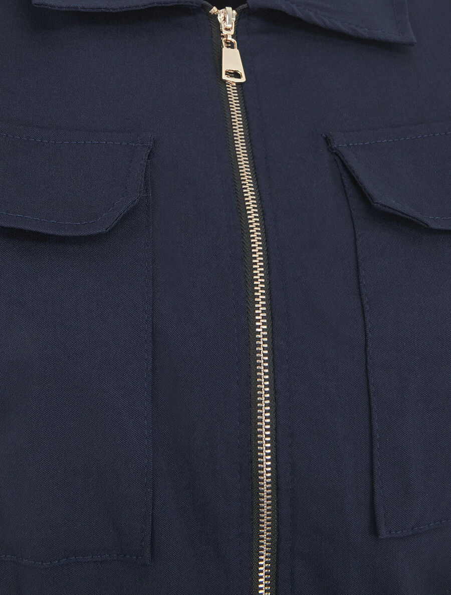 Combishort uni ceinturé et zippé - Marine - 3