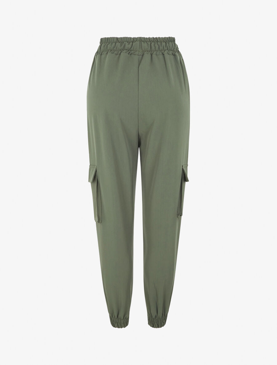 Pantalon cargo fluide à bords élastiqués - Kaki - 2