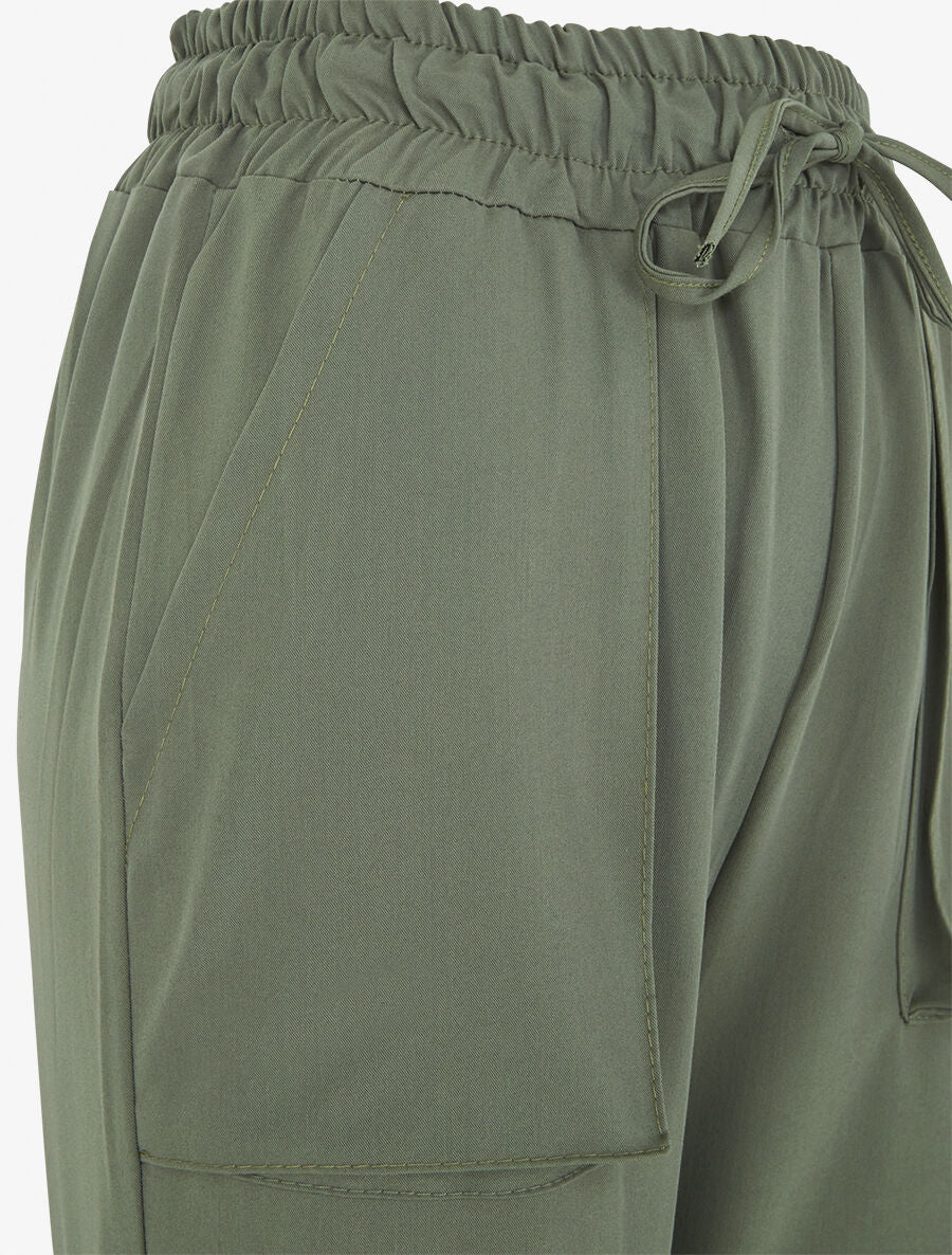 Pantalon cargo fluide à bords élastiqués - Kaki - 3